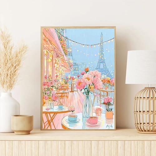 Eiffel Tower Paint by Numbers Kit for Adults,Paris Street-Scape Adult Paint by Number Kits,DIY Acrylic Oil Watercolor Drawing Painting Paint by Number for Adults on Canvas Home Wall Decor 16x20inch - Image 3