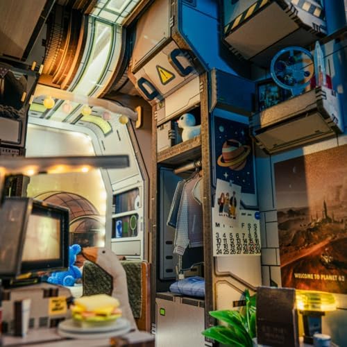 ANAVRIN Book Nook Kit DIY Mars Revelation 62 3D Wooden Booknook for Adults, Teens and Book Lovers, Bookshelf Insert Library Decor, Creative Gift for Family, Friends, and the Elderly - Image 3