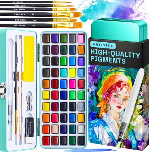 ARTISTRO Watercolor Paint Set - Travel Art Kit - 50 Colors by ARTISTRO