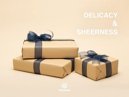 Vitalizart Navy Blue Ribbon Organza Sheer Ribbon 1 inch x 30 Yd in Total Handmade Fabric Ribbons for Gift Wrapping Christmas Tree Crafts Bows Wedding Invitations Wreaths Wrap