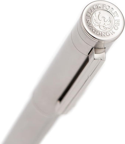 Hongdian 1861 Stainless Steel Fountain Pen Bent Nib, Classic Design Smooth Writing Pen with Converter and Metal Pen Case Set