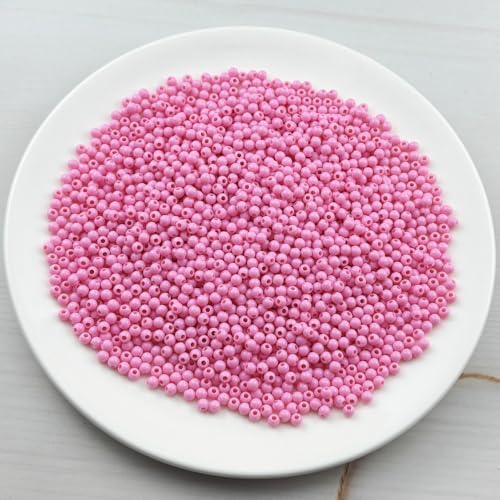 2000pcs Acrylic Round Beads for Crafts 4mm Resin Candy Color Spacer Beads with Hole for Jewelry Making Sewing Crafts Decoration Necklaces Bracelets Earrings Supplies(Pink) - Image 2