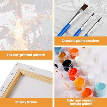 MXJSUA Forest Wolf Framed Paint by Numbers for Adults Beginners, Easy Adults' Paint-by-Number Kits on Canvas with Easel, Acrylic Number Painting Crafts Gifts for Home Decor, 8x12 inch - Image 4