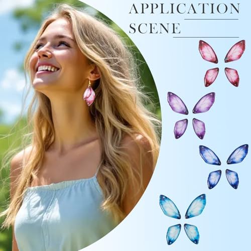 FASHEWELRY 16Pcs Resin Dragonfly Wing Charms Pure Color Insect Wing Earring Pendants Transparent Fairy Wings Charms with Earring Hooks Jump Rings for Necklace Bracelet Crafts Jewelry Making - Image 3