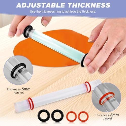 2Pcs Acrylic Clay Rollers, Clay Rolling Pin with Thickness Ring - Image 3