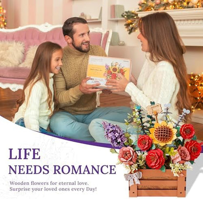 3D Wooden Flower Puzzle for Adults-Wooden Bloom Box, DIY Craft Model Kit Building Set, Botanical Decor Creative Gift for Lovers Nature Enthusiasts (658PCS) - Image 5
