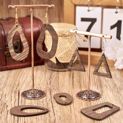 24pcs Wooden Earring Charms Kit Large Natural Wooden Pendants in Teardrop Oval Triangle Horse Eye Shape with Ear Hooks Jump Rings for Boho Earring DIY Jewelry Making - Image 2