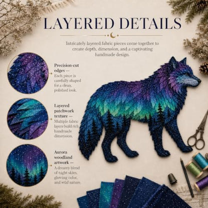 Northern Lights Animal Embroidery Kit DIY Fabric Patchwork Craft Set (W+WH) - Image 4