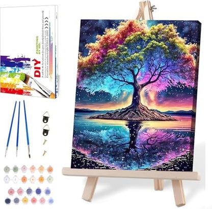 Tree of Life Paint by Numbers Kit for Adults Beginner with Wooden Framed,Adult Paint by Number Kits On Canvas,Adults' Paint-by-Number Kits DIY Oil Painting Kits for Gift Home Wall Decor 12x16 Inch by MIRCVSH