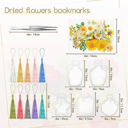 TaoBary 161 Pcs Transparent Dried Flower Bookmarks DIY Kit, Fresh - Image 2
