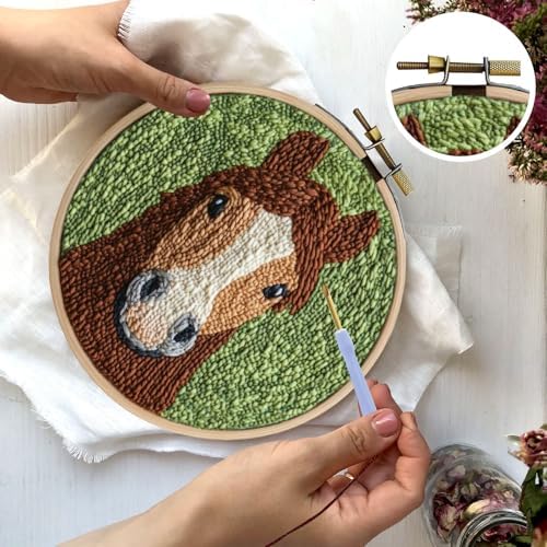 RUIQLXHANG Punch Needle Kits Adults Beginner, Cute Cartoon Highland Cow with Daisy Flower for Beginners, Punch Needle Starter Craft Set with 20cm Hoop, Perfect for Festival Gift and Decoration - Image 5