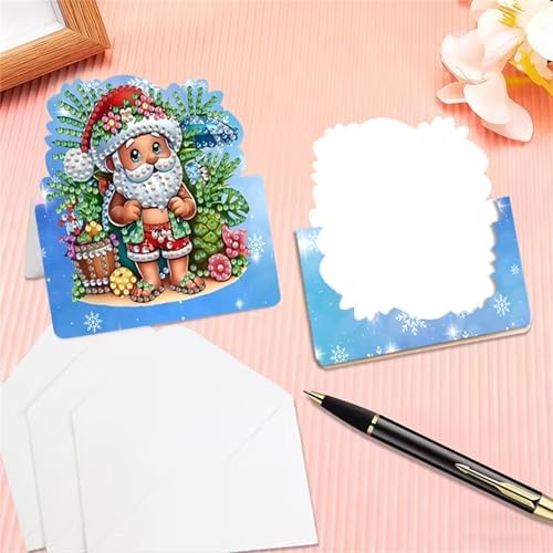 6 pack 3D Christmas Diamond Painting Greeting Cards Kit, Diamond Art Birthday Cards with Envelopes,DIY Thank You Card Making Craft for Adults,Handmade Greeting Card Supplies Gift Idea (Christmas) - Image 6