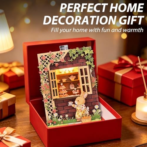 Book Nook Kit - DIY Miniature House Kit for Adults, Teens and Beginners, Dollhouse Booknook Library Tiny House Bookshelf Decor 3D Wooden Puzzle, Gifts for Family, Friends - Image 5