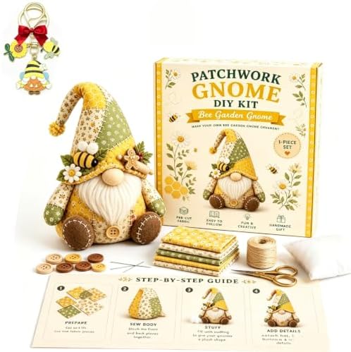 DIY Patchwork Gnome Sewing Kit, DIY Patchwork Animal Kit, Pre-Cut Felt Button Art Animal Craft Project Set, Handmade 3D Cozy Stuffed Gnome Creative Home Decor for Adults &Beginners, Halloween (BB) by Unknown