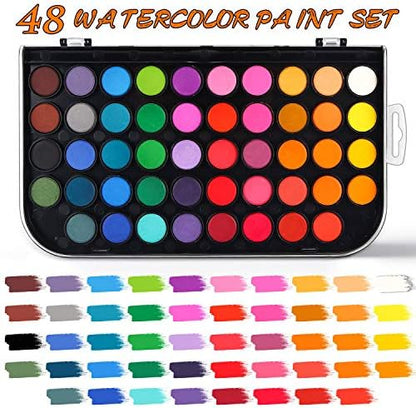 AROIC 48 Colors Watercolor Paint,Washable WaterColor Paint Set - Image 2