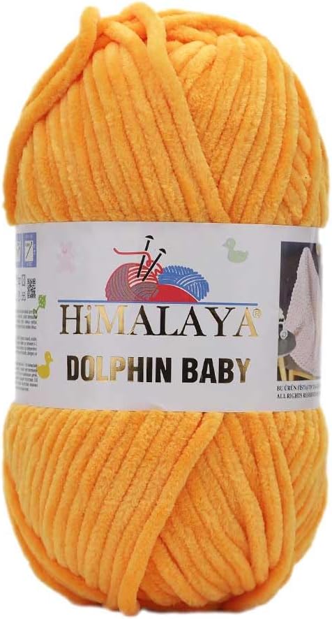 4 Skein/Pack Himalaya Dolphin Baby Chenille Yarn, Each Ball 100 gr (3.5 oz), 120 m (132 Yards), 100% Polyester, Super Bulky Baby Blanket Velvet Amigurumi Yarn, 80368 - Tangerine