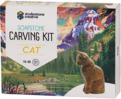 STUDIOSTONE CREATIVE DIY Arts & Crafts Carving Kit Kids Adults Cat Sculpture Soapstone by StudiostoneCreative