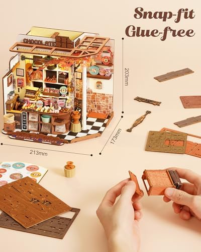 Rolife Henry's Chocolate Shop DIY Miniature Dollhouse Kit Gift for Adults - Image 5