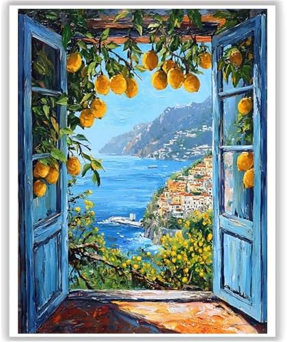 HITO Paint by Numbers Kit for Adults Seaside Scenery 16x20 Inch Frameless by HITO