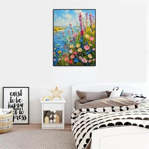YarnMate Wild Flowers Paint by Numbers for Adults,Paint by Number for Adults Beginner,Easy Acrylic Paint by Number on Canvas for Relax and Home Wall Decor 16X20 Inch (Without Frame) - Image 5