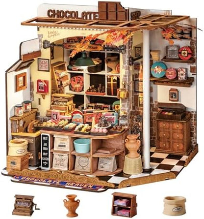 Rolife Henry's Chocolate Shop DIY Miniature Dollhouse Kit Gift for Adults by Rolife