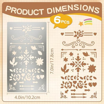 6PCS Planner Stencils, Metal Journal Stencil for Wood Burning - Image 2