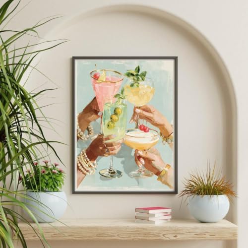 Girly Cocktail Paint by Numbers Kit for Adults Framed Canvas Frameworkless - Image 6