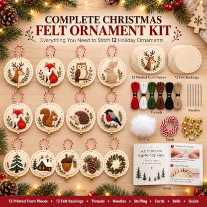 Christmas Embroidery Kit, 12PCS DIY Ornament Set for Beginners - Image 2