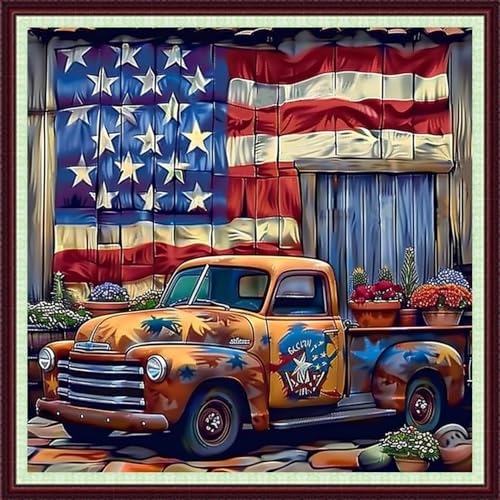 Dooxvey Cross Stitch Kits for Adults Beginners,Full Range of Cross-Stitch Stamped Kits Needlepoint Kits for Beginners Embroidery Kits 11CT Cross Stitch Patterns-National Flag Flowers 18x18 inch by DooxveyStampedEmbroideryKit
