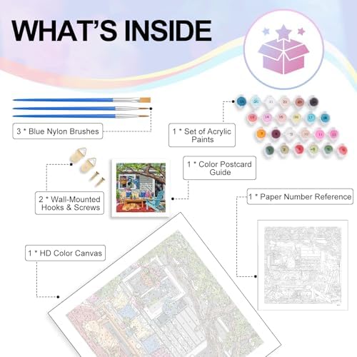 Paint by Numbers Kit for Adults, Cozy Backyard Number Painting Canvas Kit - Image 4