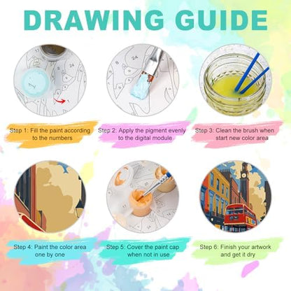 GEEHEIY Framed Paint by Numbers Kit for Adults, London Red Bus, 8 x 12 Inch - Image 6