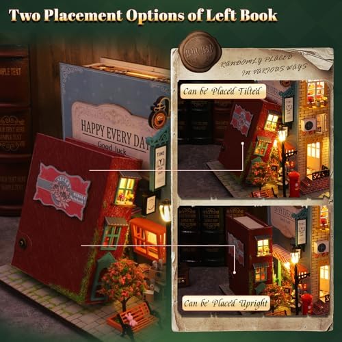 DIY Miniature House Kit, Coffee Shop Miniature Dollhouse Kit, Cafe 3D Wooden Puzzles with LED Music Dustproof Covers, Dollhouse Handmade Craft Model, Bookshelf Decor Birthday Gift for Adults - Image 3