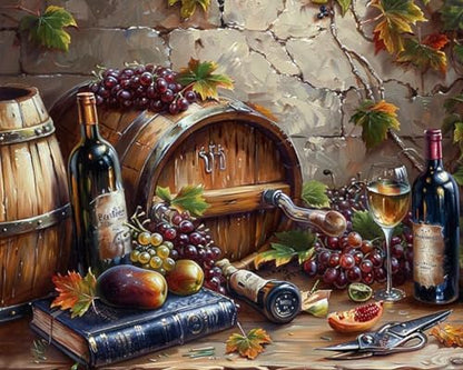 Tucocoo DIY Paint by Numbers for Adults Vintage Wine Fruit DIY Digital Oil Painting Acrylic Paint Fruit Wine Painting Kits Canvas Wall Art Wine Fruit DIY Retro Room Decor 16x20 Inch （Without Frame ） by Tucocoo