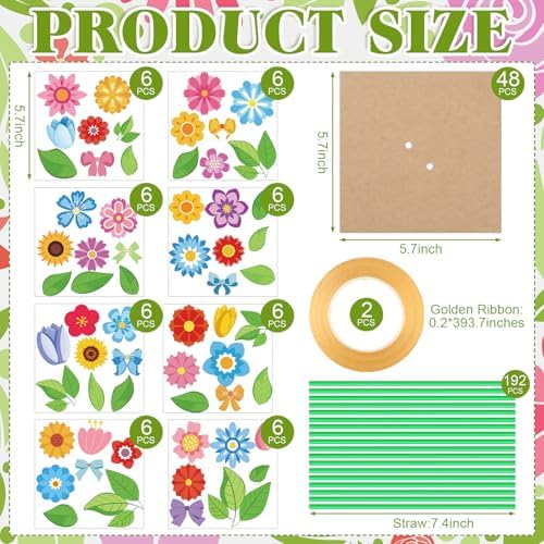 Motipuns 48 Set Spring Bouquet Flower Craft Kit Mother's Day DIY Flower Bow Paper Crafts Colorful Bouquets Make Your Own Teacher Appreciation Gifts for Spring Handmade Project Home Activities - Image 3