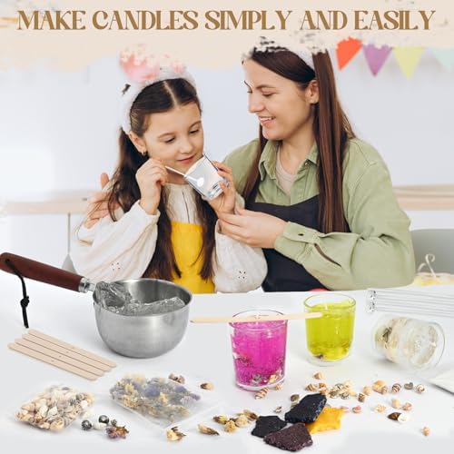 Jcoos Jelly Candle Making Kit, DIY Jelly Wax Melts, Candle Making Kit for Adults, 1.5 lb Gel Wax for Candle Making, Candle Wick, Dried Flowers, Conch, Sand, Dye, Crafting Valentine's Day Gift - Image 4