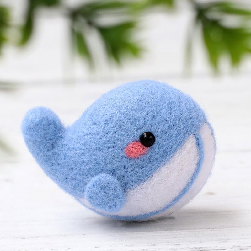 Wizardi Beginner Needle Felting Kit for Adults - Whale. Animal Felting Kit 3.5x3x5cm. Felting Tools. Wool Felting Supplies. Felt Crafts. Wool Felt. F07N8-146 by Wizardi