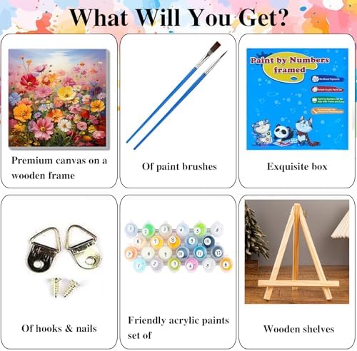 Artykapby Paint by Numbers Kit for Adults with Frame Flower 10x10 inch ﻿ - Image 6