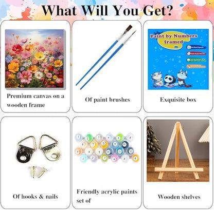 Artykapby Paint by Numbers Kit for Adults with Frame Flower 10x10 inch ﻿ - Image 6