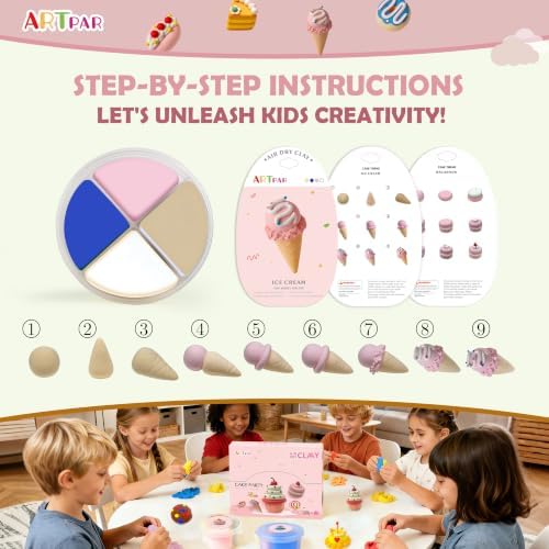 ARTPAR Air Dry Clay Kit,12 Desserts Modeling Magic Clay for Kids Craft Kit - Image 4