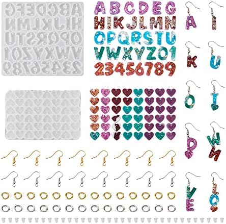 KISSITTY Letter Number Earring Silicone Molds Alphabet Number Heart Pendant Resin Casting Molds Earring Making Kit for Adults UV Resin Jewelry Crafts Arts Key Chains Necklaces by KISSITTY
