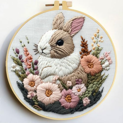 Punch Needle Kits Rabbit in Flowers 20x20cm-2 by Unknown