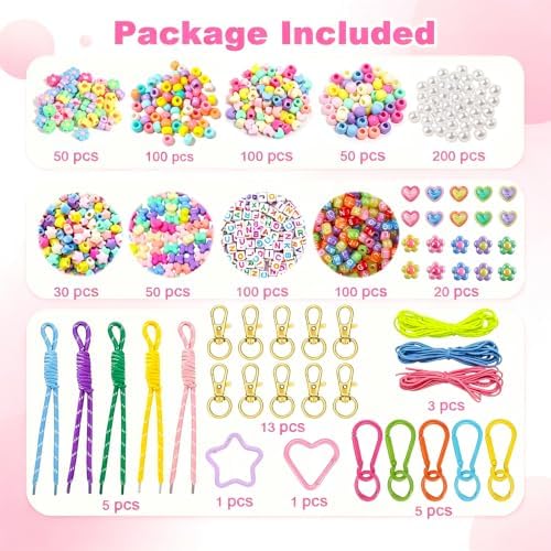 828 PCS Paracord Keychain Kit, Bead Keychain Kit for Making Bag Charms Kit - Image 2