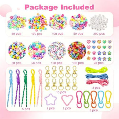 828 PCS Paracord Keychain Kit, Bead Keychain Kit for Making Bag Charms Kit - Image 2