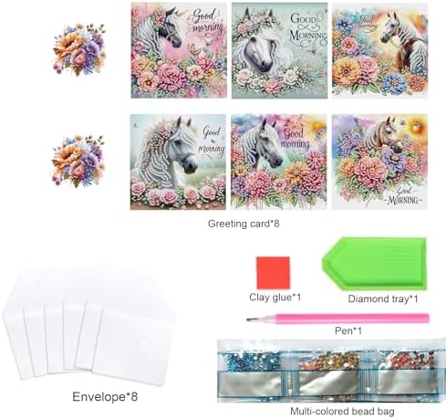 TDFERAN Diamond Painting Birthday Flower Bouquet Card 6 Set Colorful Flowers Card Handmade Art Work Crystal Puzzle Birthday Party Invitation Blank Cards Family Dinner Surprise Greeting Cards Birthday - Image 3
