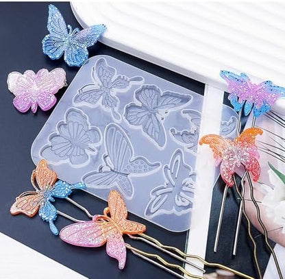 4 Piece Resin Earring Molds ， 47 Unique Shapes UV Butterfly Resin Molds with Holes Ideal for DIY Silicone Earrings Necklaces Jewelry and Animal Designs Creative Art Gifts - Image 7