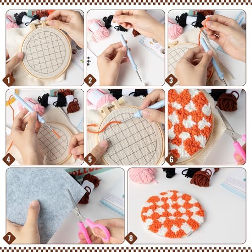 WATINC Punch Needle Coaster Kit - DIY Craft for Beginners, Checkerboard - Image 3