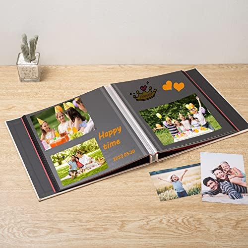 Large Photo Album Self Adhesive for 4x6 8x10 Magnetic Scrapbook Album DIY 60 Black Sticky Pages Linen Cover Photo Album(Beige) - Image 2
