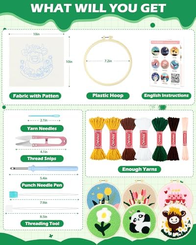 FIVEIZERO Punch Needle Kit for Beginners,Highland Cattle Patterns - Image 2