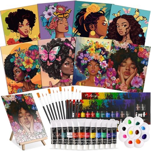 Cholemy 36 Pcs Paint and Sip Kit Gift for Adults 8''x10'',Flowers Woman by Cholemy