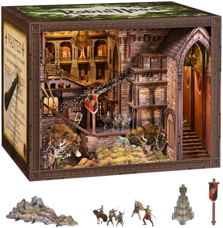 MiniCity Robin Hood Escape Book Nook Kit, DIY 3D Bookshelf Insert with LED by MiniCity